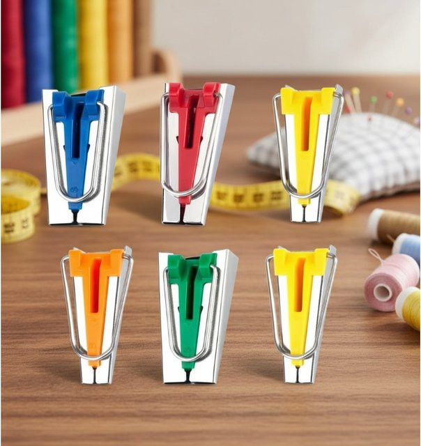 Schrägbandmacher-Set aus Metall in Multicolor mit 5 Größen für DIY-Quilt und Stoffnähen (1/4 Zoll, 3/8 Zoll, 1/2 Zoll, 3/4 Zoll, 1 Zoll) - Bild 1
