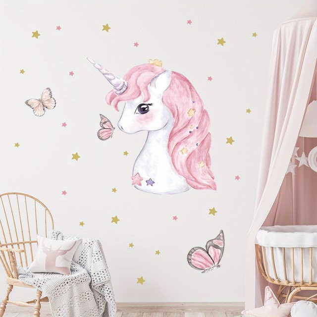 BRUP Wandtattoos mit süßen Cartoon Tieren und Einhorn für das Kinderzimmer, abnehmbare Wandaufkleber in Mehrfarbig - Bild 1