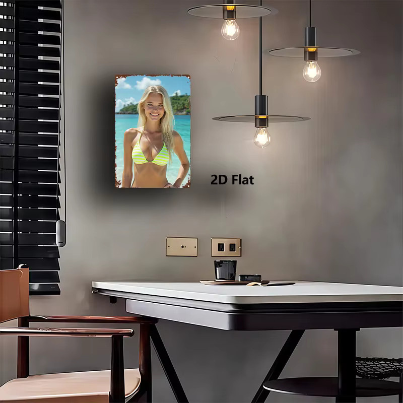 Metallschild Beach Lady von CIFBUY in Multicolour, Vintage-Wandkunst aus Blech, B: 20,3 cm, H: 30,5 cm - Bild 4