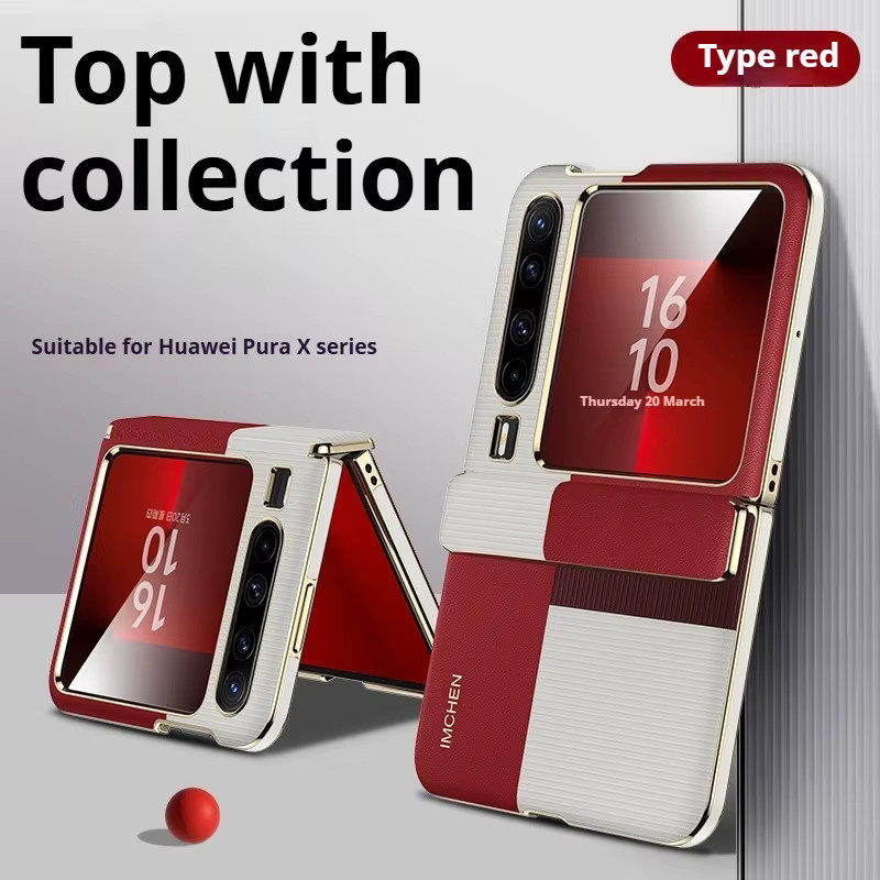 Premium Lederhülle für Huawei Pura X in Rot mit umfassendem Zentralachsschutz - Bild 5