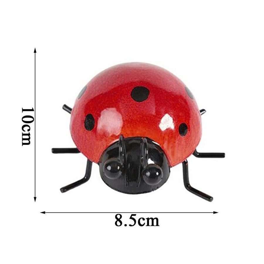 Li You Top Super-056 Marienkäfer Metall Figur als Gartenornament und Zaunaufhänger in Rot - Bild 5
