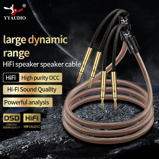 YYAUDIO HIFI-Lautsprecherkabel aus 6N OCC Kupfer mit vergoldeten Bananensteckern, 12AWG für Verstärker, DVD und CD - Bild 1