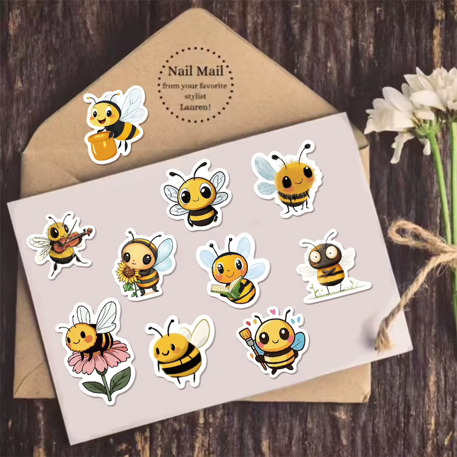 500 Stück Cartoon-Bienen-Belohnungsaufkleber in 10 verschiedenen Designs, Durchmesser: 2,5 cm, Mehrfarbig - Bild 3