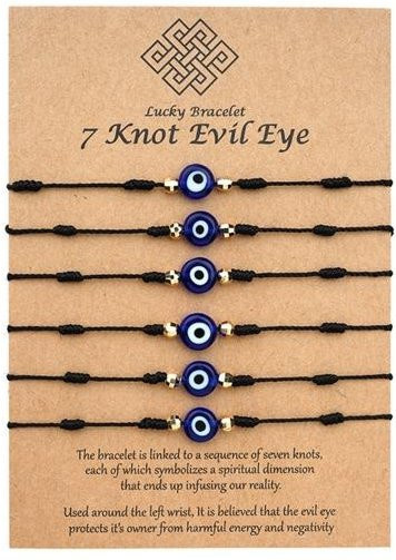 SILVERHOO Evil Eye Armband, 6 Stück, schwarz, Damen Herren - Bild 1