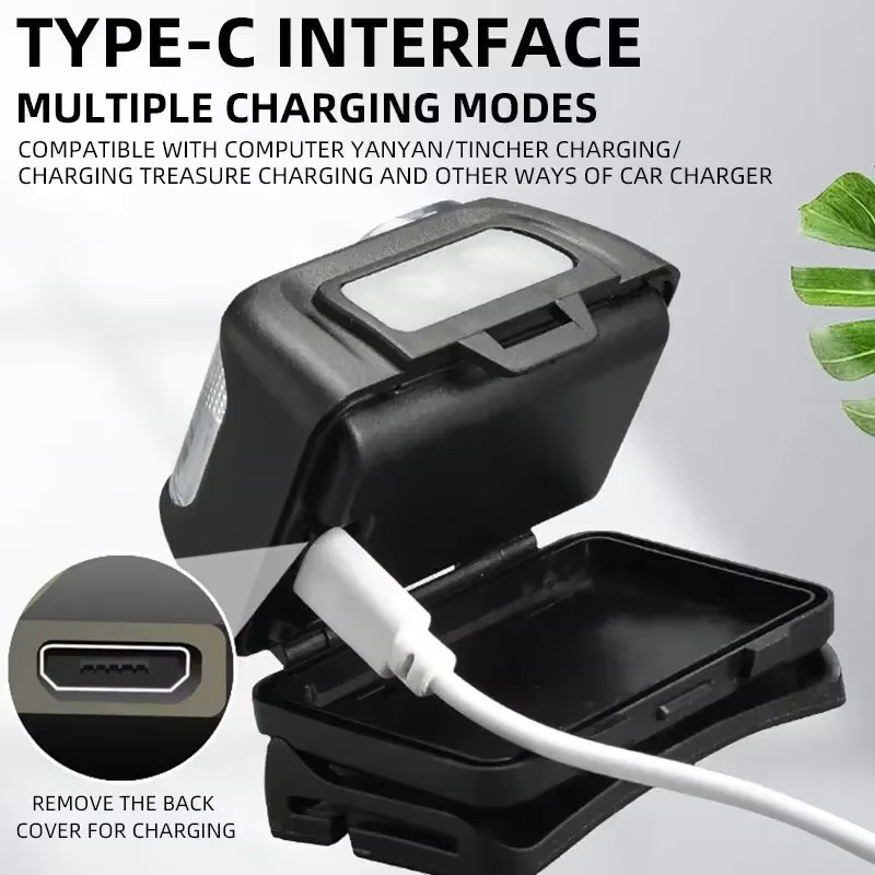 ESMARTER LED Stirnlampe mit Bewegungssensor und USB-Aufladung, Schwarz/Weiß - Bild 5