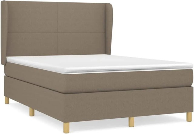 vidaXL Boxspringbett mit Matratze Hybrid-Design in Taupe, B/T/H: 140 x 200 x 147 cm - Bild 1