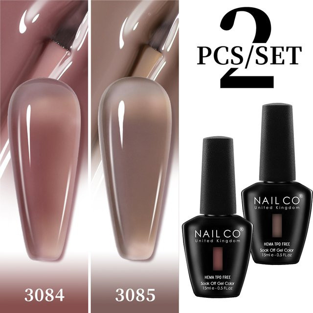 NAILCO Color Gel Polish Set, 2 Stück, 15 ml, Jelly Amber Rose Red Mokka - Bild 1