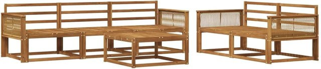 vidaXL Outdoor-Sofagarnitur aus Massivholz Akazie in Braun, 6-teiliges Set mit Tisch und Sitzmöbeln - Bild 1