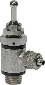 Riegler 3/2-Wege-Kipphebelventil aus Messing mit Schnellverschraubung G1/4 und Schlauchanschluss 8/6 in Silber - Bild 1