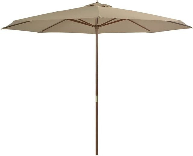 vidaXL Sonnenschirm mit Holzmast aus Bambus und Hartholz in Taupe, Höhe: 350 cm, Durchmesser: 240 cm - Bild 1