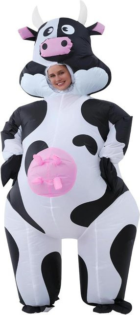 Aufblasbares Kuhkostüm, Cosplay, weiß, 150-190cm - Bild 1