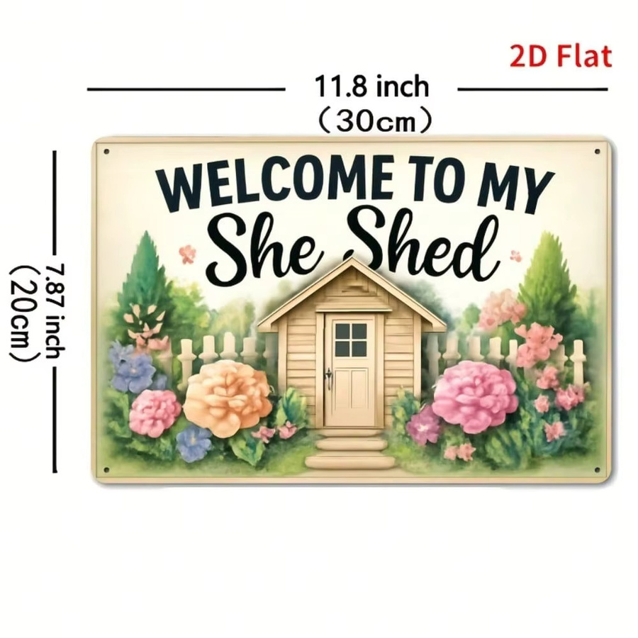 CIFBUY Metallschild Welcome to My She Shed Rustikale Bauernhaus Wanddekoration für Innen und Außen - Bild 2