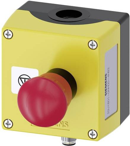 Siemens Gehäuse für Befehlsgeräte Pushbutton aus Kunststoff in Gelb, Rot und Silber - Bild 1