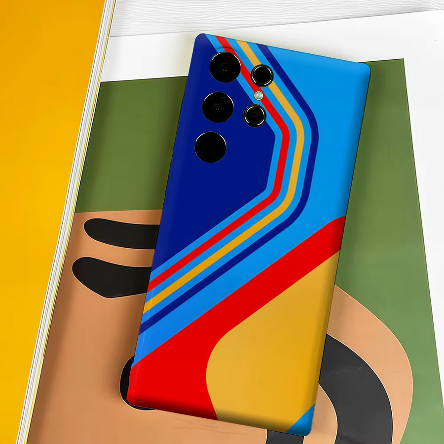 Potdemiel Handyhülle mit Retro Farbstreifen für Samsung Galaxy S26 S25 S24 S23 Ultra Plus, stoßfeste Doppelschicht Rückabdeckung, Multicolour - Bild 4