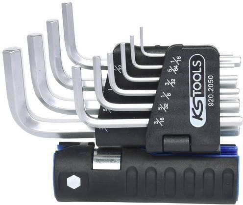 KS Tools 3 in 1 Innensechskant-Winkelstiftschlüssel-Satz aus gehärtetem Stahl, 10-teilig, Silber - Bild 1