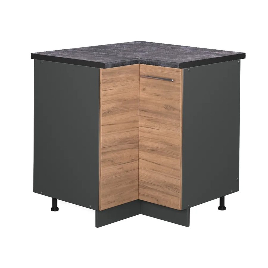 Vicco Eckunterschrank Fame-Line Goldkraft Eiche Anthrazit modern mit Soft-Close-Türen B/T/H: 80,5 x 60,0 x 82,0 cm - Bild 2