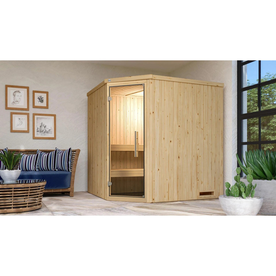 Ecksauna WEKA Varberg 2 in Beige mit Glastür, B/H/T: 194 x 199 x 177 cm - Bild 2