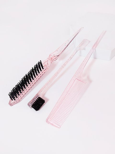 3-teiliges Kristall-Haarkamm-Set, Rückenbürste, Haarbürste, Schwanzkamm, für normales Haar - Bild 1