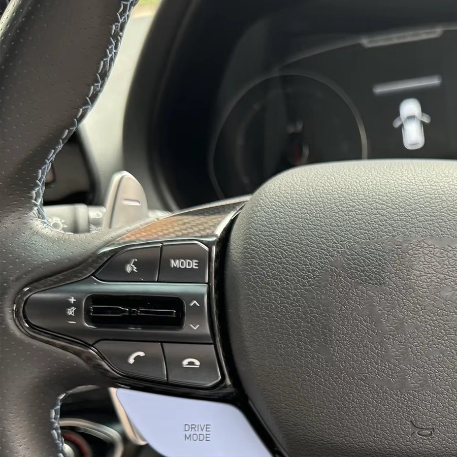 JUIVEEL Real Carbon Fiber Lenkrad Schalter Taste Abdeckung Trim in Schwarz für Hyundai Elantra CN7 N Veloster-N Kona N i20N i30N - Bild 3