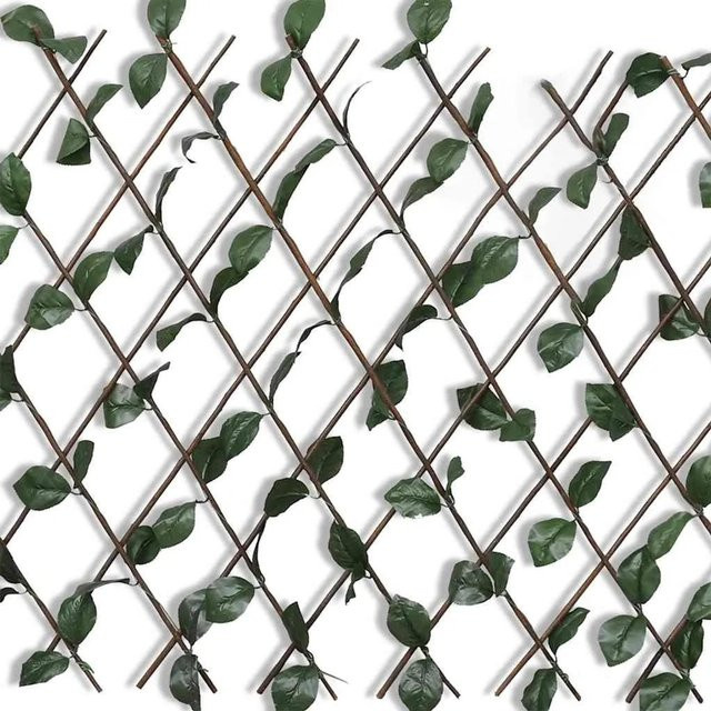 vidaXL Weidengitter mit künstlichen Blättern, 5 Stück, braun, B: 90 cm, H: 180 cm - Bild 1