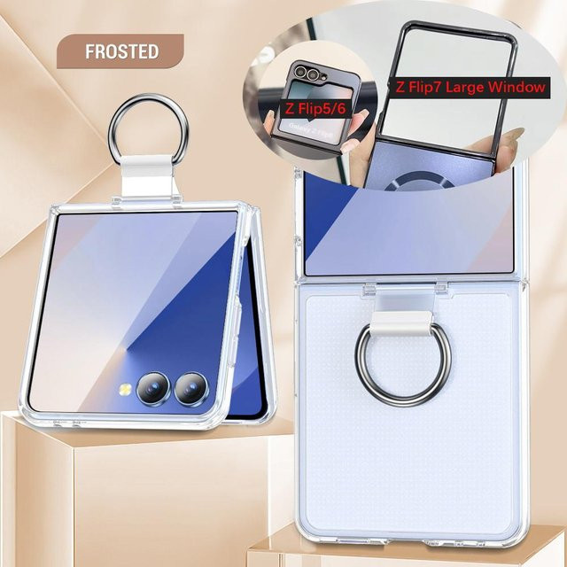 Stoßfeste Handyhülle für Samsung Galaxy Z Flip 7 6 5 4 3 mit galvanisiertem Ring in Dopamin-Süßigkeitenfarben und mattem Finish - Bild 1