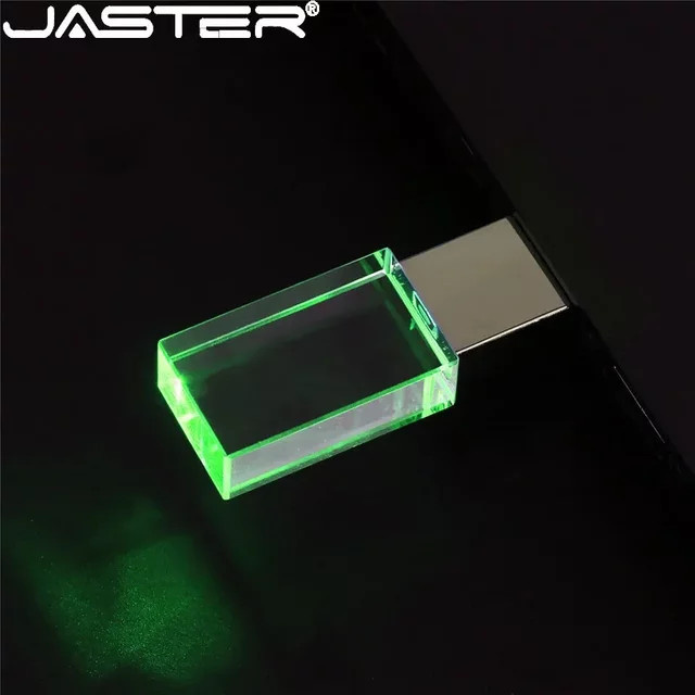 JASTER Kristall USB-Stick mit LED-Beleuchtung in Blau, Silber oder Grün - Bild 1