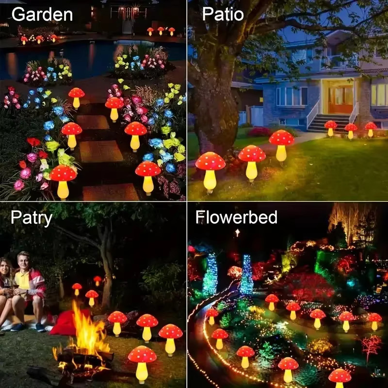 OKAL RED EAST LED Solar Pilzlampe in Rot für den Garten, wasserdichte dekorative Gartenlaterne zur Außenbeleuchtung - Bild 5