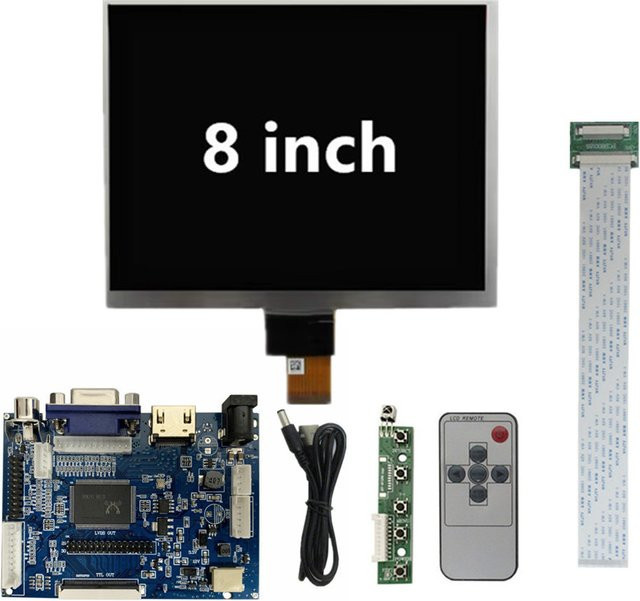 Heyman 8 Zoll IPS Tablet LCD-Anzeigepanel HJ080IA-01E mit VGA und HDMI Treiber-Board-Kit für Raspberry Pi - Bild 1