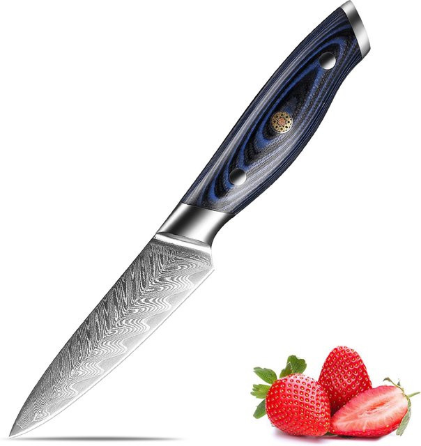 Xituo Damaststahl Schälmesser mit blauem G10-Griff, 8,9 cm Japanisches Obstmesser - Bild 1