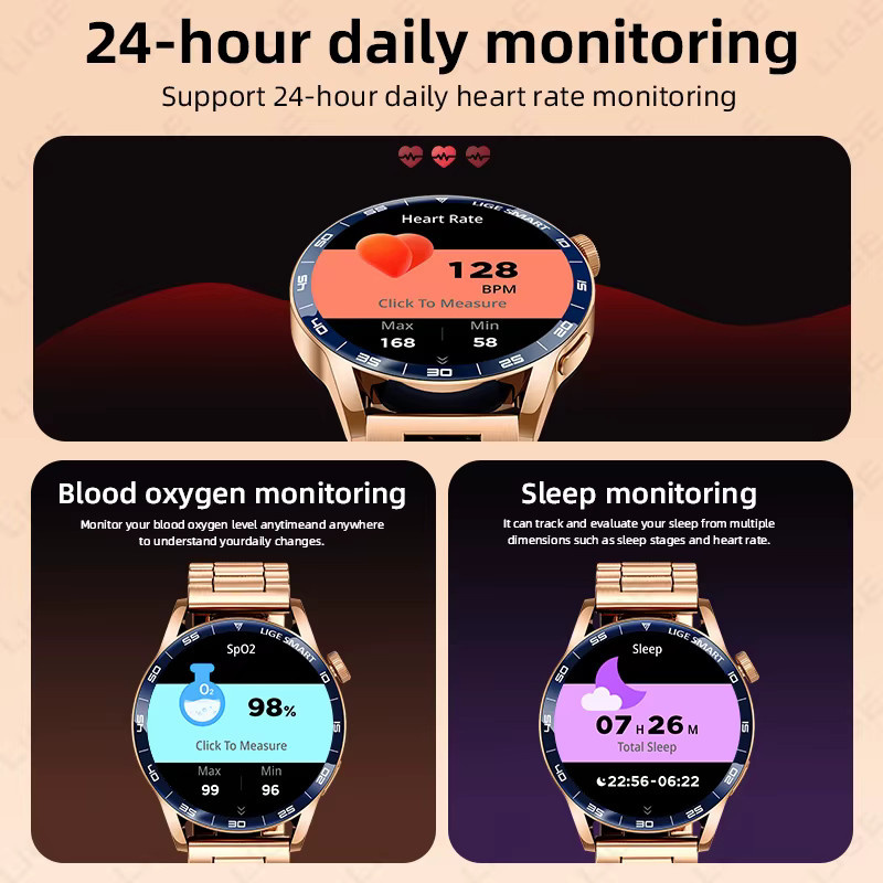 LIGE Smartwatch, Edelstahl, Schwarz, Herren - Bild 5
