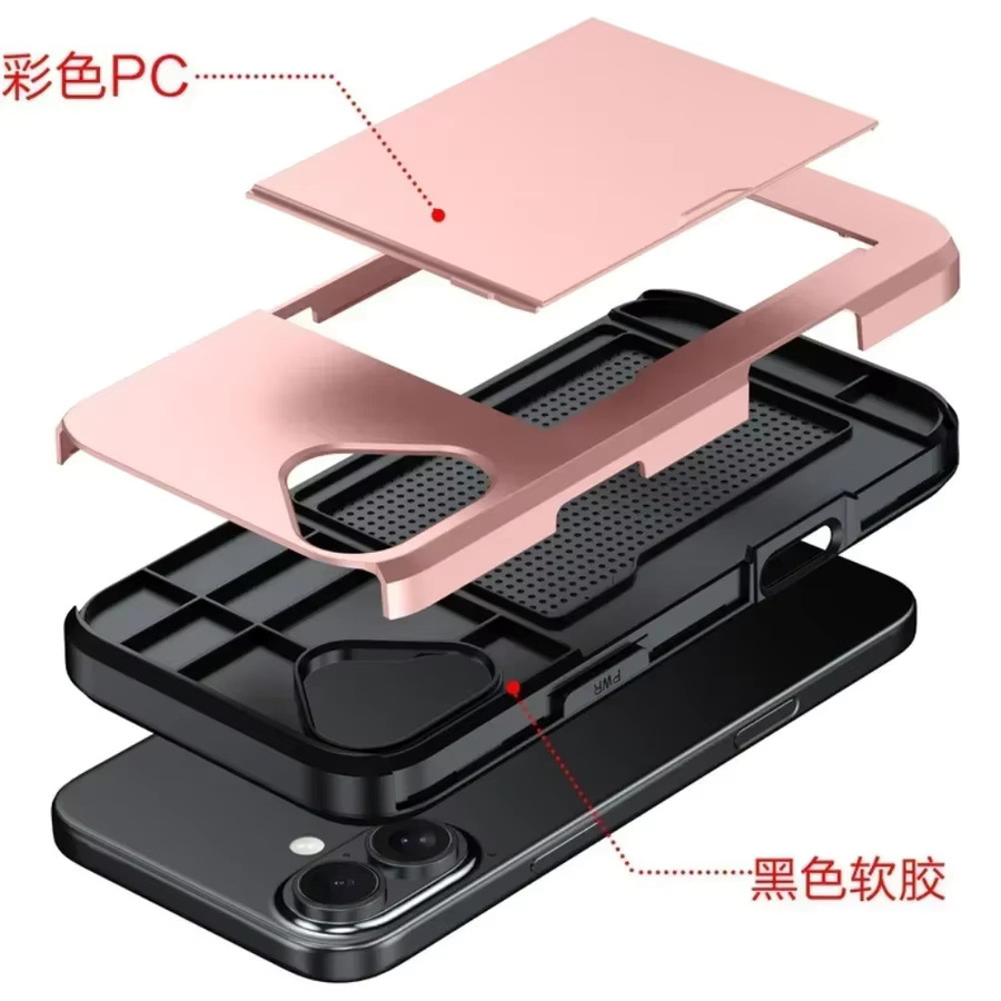 Schutzhülle mit Brieftaschenfunktion und Kreditkartenhalter für Apple iPhone 17 Air 16E 15 14 Plus 13 12 Pro Max in Pink - Bild 4