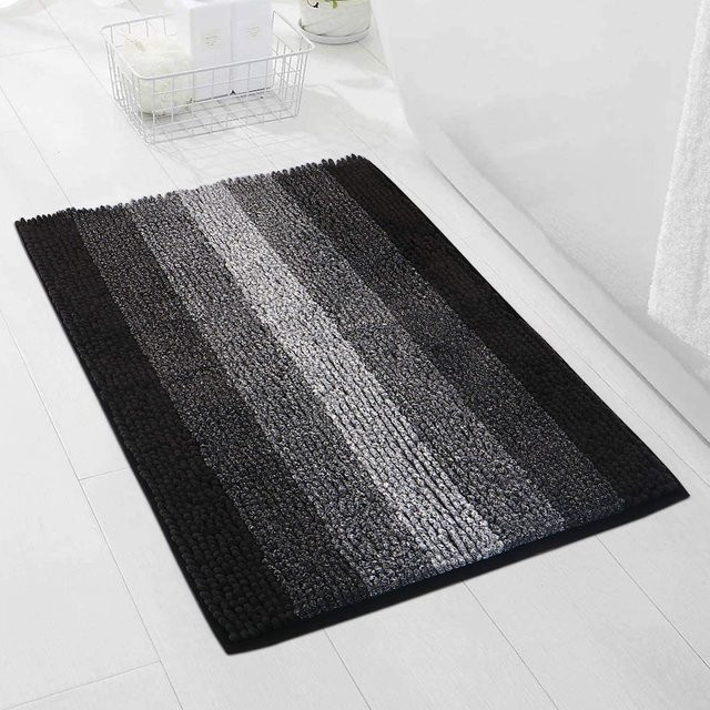 Saugfähige und rutschfeste Fußmatte von Yiran Furniture in Schwarz mit floralem Design, B/B: 40 x 60 cm - Bild 1