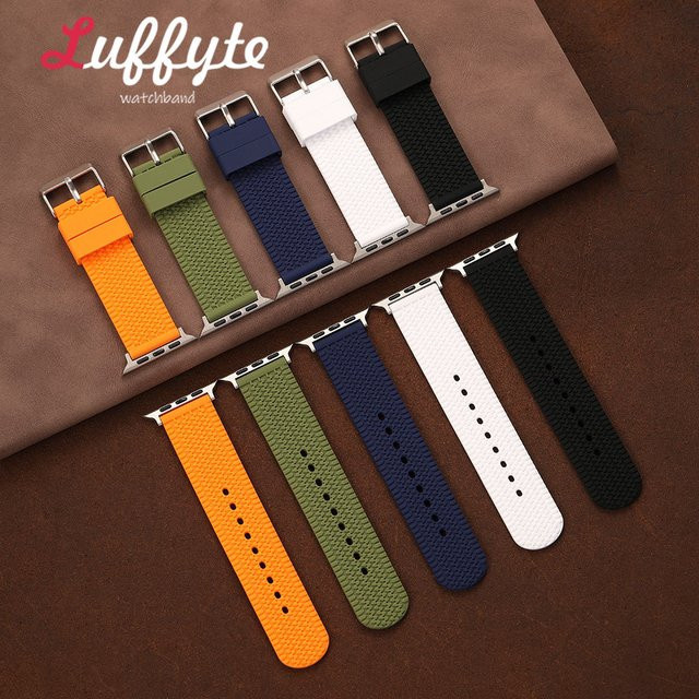luffyte Uhrenarmband Silikon, Reifenprofil-Textur, Weiß, Unisex - Bild 1