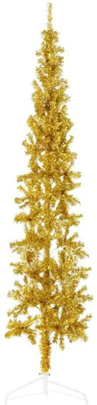 Vidaxl Künstlicher Halb-Weihnachtsbaum in Gold mit Metallständer, Höhe: 240 cm - Bild 1