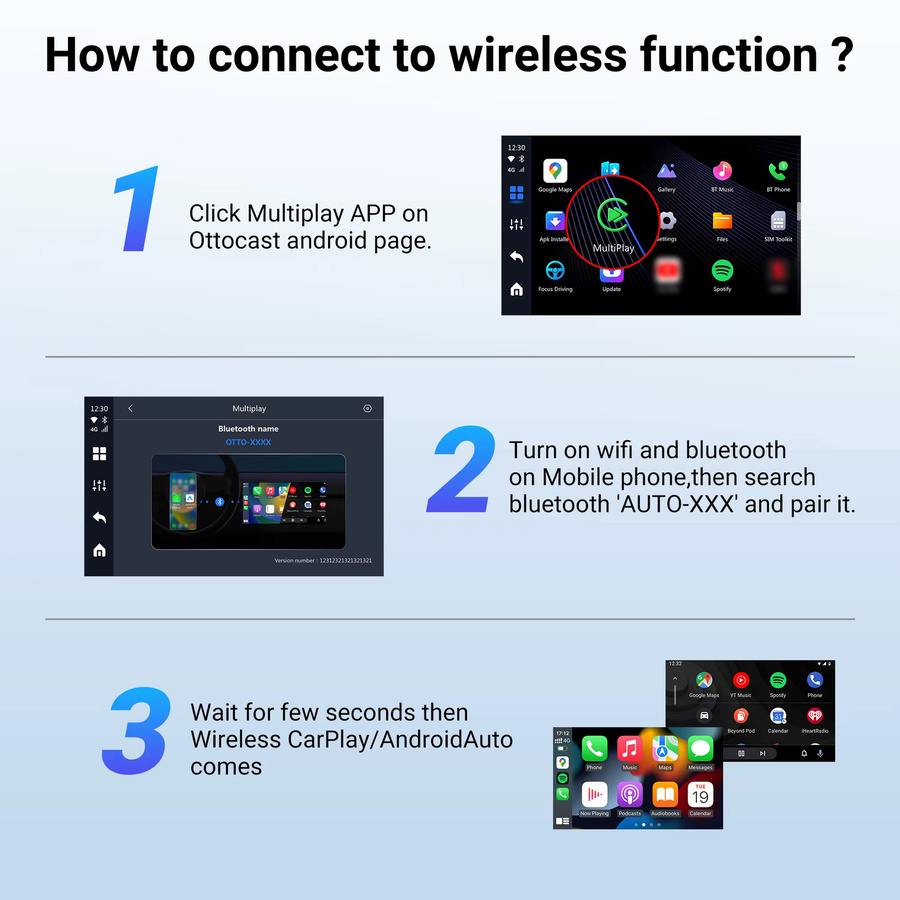 OTTOCAST P3 Lite OttoAiBox Drahtlose CarPlay Android AI Box mit YouTube und TikTok Unterstützung in Schwarz - Bild 5