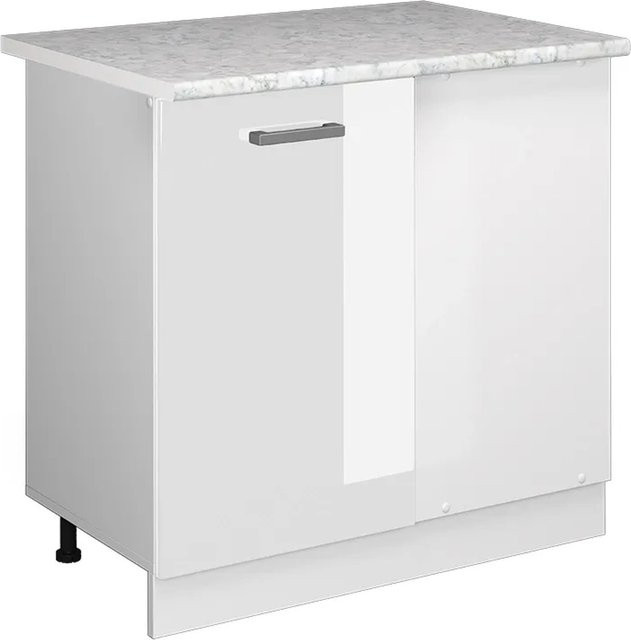 Vicco Eckunterschrank R-Line Küchenschrank in Weiß Hochglanz mit Marmor Arbeitsplatte Breite: 86 cm - Bild 2