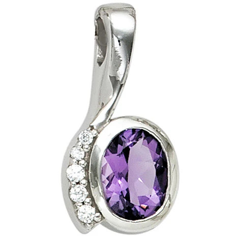 Colfem Anhänger 925 Sterling Silber, rhodiniert, Zirkonia, lila violett - Bild 1