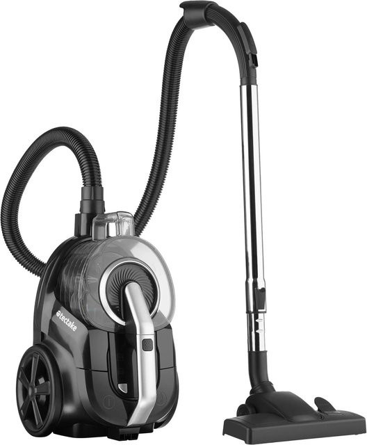 Tectake Staubsauger Vc900 beutellos mit 900 W, HEPA-Filter und 3 l Staubbehälter, Schwarz-grau, B/T/H: 43 x 27 x 88-117 cm - Bild 1