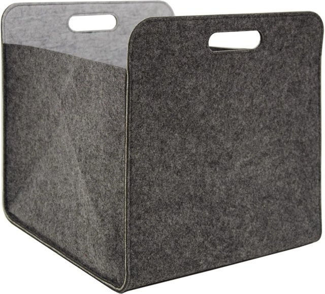 DuneDesign Aufbewahrungsbox Cube aus Stoff, 2er Set, Grau, B/T/H: 33 x 38 x 33 cm - Bild 1
