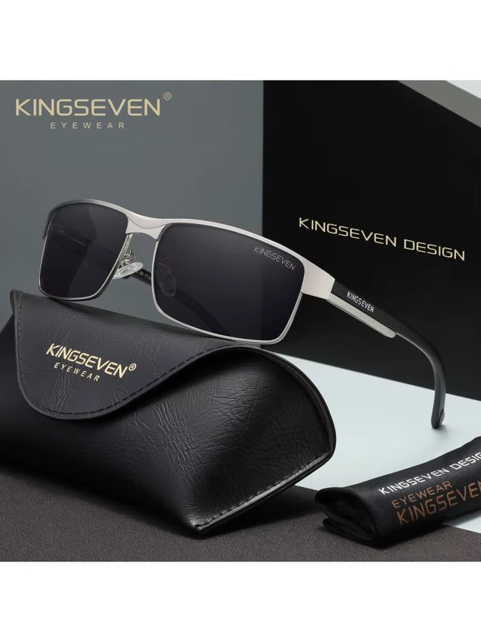 KINGSEVEN Sonnenbrille, Rechteck, Vollrand, Metall, polarisiert, Herren - Bild 3