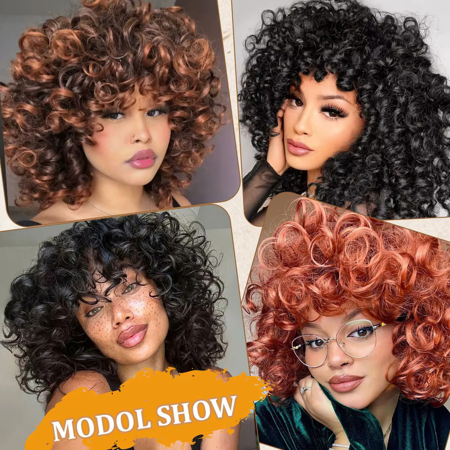 LORITA FEKIX Afro-Perücke, schwarz, kurz, mit Pony, Damen - Bild 6