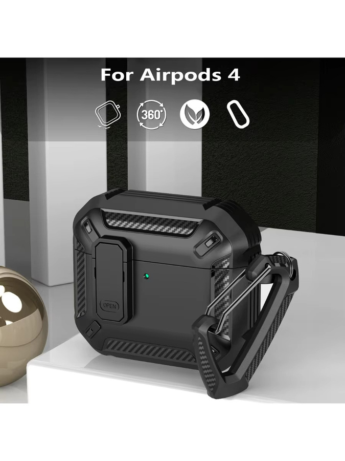 DO AS YOU WISH Stoßfeste Schutzhülle für Apple AirPods Pro 1 2 3 in Schwarz mit Schlüsselanhänger - Bild 7