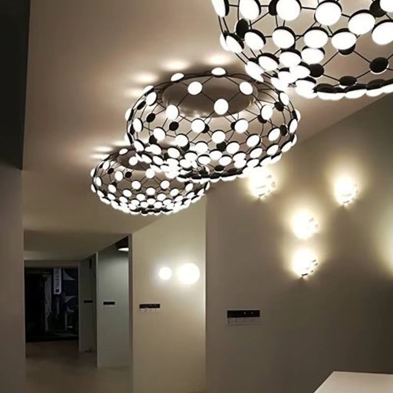 Vecli Nordic Postmodern Deckenleuchte im Fischernetz-Design in Schwarz und Weiß - Bild 3