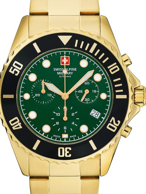 Swiss Alpine Military Chronograph, Quarz, Edelstahl, Grün, 42 mm, Herren - Bild 1