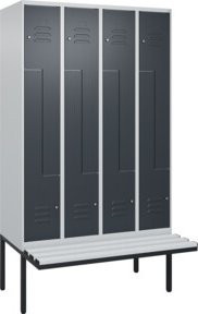 C+P Z-Spind Classic PLUS Sitzbank mit 8 Fächern, auskragendes Design, Kunststoff-Sitzfläche, B/T/H: 212,0 x 120,0 x 81,5 cm - Bild 1