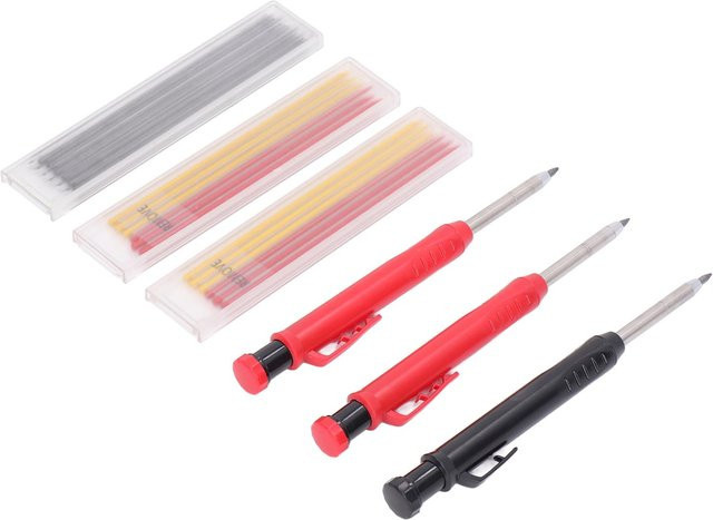 TOMTOP Zimmermannbleistift-Set mit Nachfüllminen, langnasiger Tiefloch-Mechanikermarker in Weiß und Rot für Profis - Bild 1