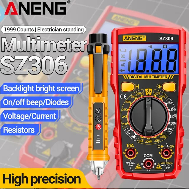 ANENG Elektriker Kit mit Digital Multimeter SZ306 und VDC802 Spannungsdetektor-Stift - Bild 1