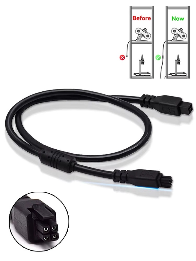 Bambu Lab AMS Lite Verlängerungskabel mit Magnetringfilter für Bambu Lab A1 Mini, 4-Pin-Kabel, Farbe: Schwarz - Bild 4