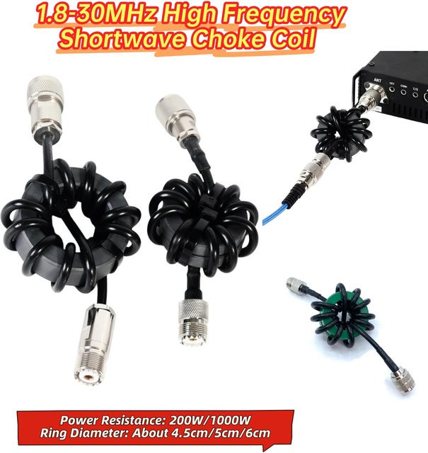 FNIRSI Kurzwellen-Drosselspule 1,8-30MHz mit M-Stecker auf M-Buchse Anschluss für HF-Kurzwellenradio - Bild 1
