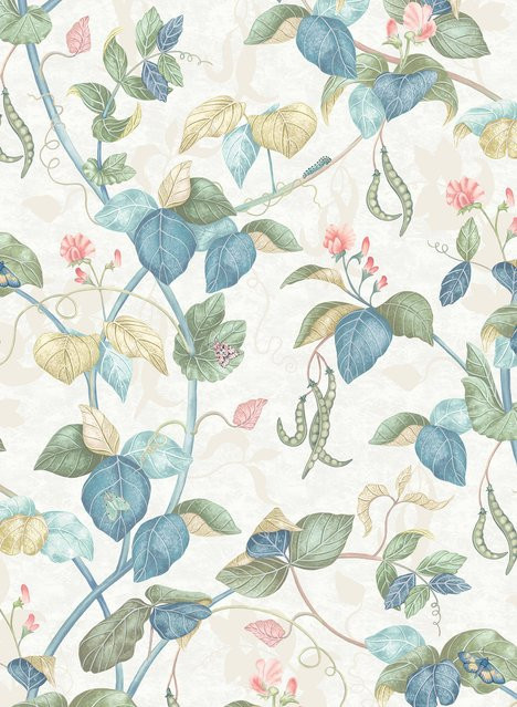 Osborne & Little Tapete Cupani Floral Modern Vlies Ivory und Blau - Bild 1